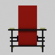 Sedia Rosso blu. Questa sedia e' una sorta di trasposizione tridimesionale dell' arte di Mondrian.