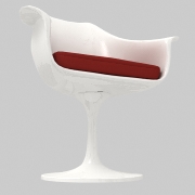 tulip.Swiwel armchair.Alluminium base black or white laquered.Fiberglass shell