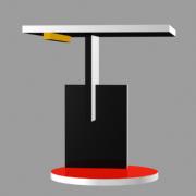 Schroeder. Wood Table in black, red, white, blu and yellow.